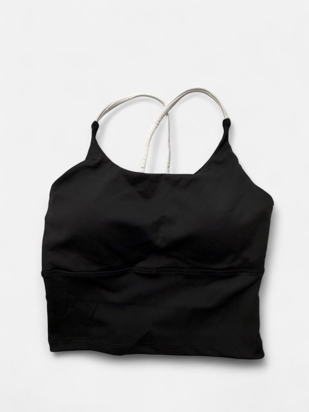 Black Cropped Athletic Tank with Thin Straps